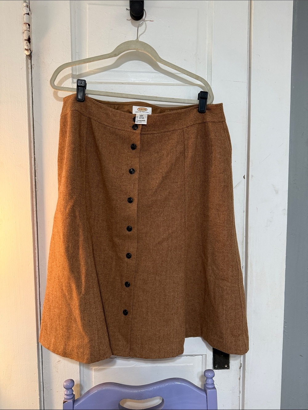 Talbots Camel A-Line Button-Front Skirt